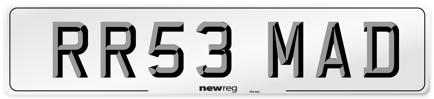 RR53 MAD Number Plate from New Reg